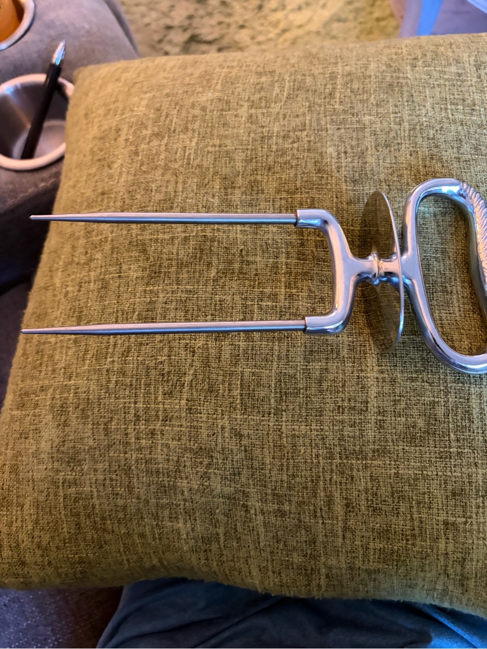 Vintage heavy Stainless Steel Double-Prong Meat Fork - Silver